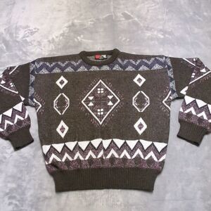 Vintage Todays News Mens‎ Pullover Sweater Dad Grandpa Cosby Aztec Tribal Sz XL